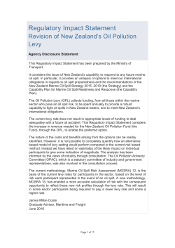 Revision of New Zealand`s Oil Pollution Levy