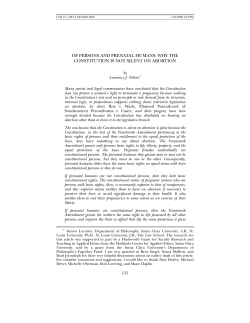 Of Persons and Prenatal Humans: Why the Constitution