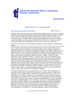 Selling the Suburbs: Nature, Landscape, Adverts, Community
