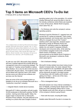 Top 5 items on Microsoft CEO`s To-Do list