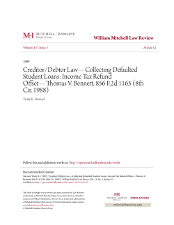 Creditor/Debtor Law&mdash;Collecting Defaulted Student Loans