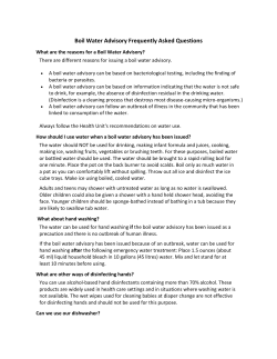 Boil Water Advisory Frequently Asked Questions