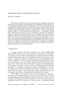 Pragmatic effects in the Chinese lexicon