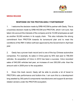 Media Release : Response on the Proton-Geely Partnership
