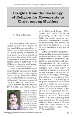 Insights from the Sociology of Religion for Movements to Christ