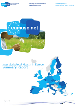 Musculoskeletal Health in Europe" Report Summary