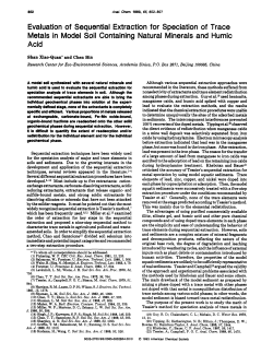 Evaluation of Sequential Extraction for Speciation of Trace Metals in