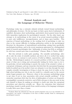 Formal Analysis and the Language of Behavior Theory