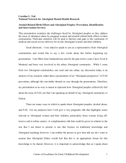 Alcohol-related birth effects and aboriginal peoples