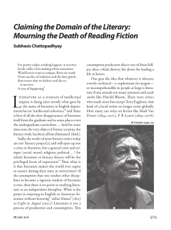 Claiming the Domain of the Literary: Mourning the