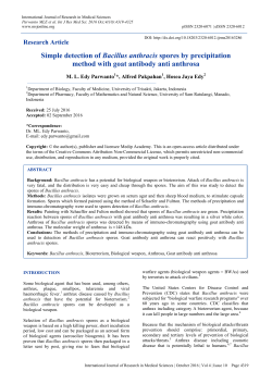 Simple detection of Bacillus anthracis spores by precipitation
