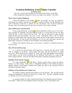 Technical Definition of the Ecliptic Calendar