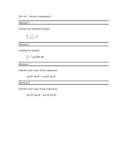 MA 341 &ndash; Review Assignment 5 Question 1 Evaluate the indefinite