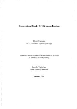 Cross-cultural Quality Of Life alnong Persians