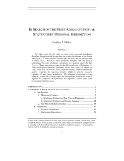 in search of the most adequate forum: state court personal jurisdiction