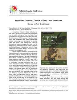 Palaeontologia Electronica Amphibian Evolution: The Life of Early