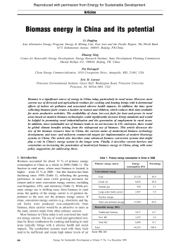 Biomass energy in China and its potential