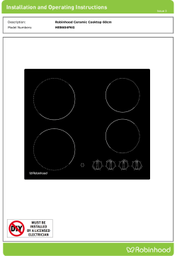 Description: Robinhood Ceramic Cooktop 60cm Model Numbers