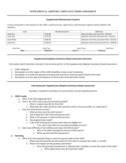 SUPPLEMENTAL ADOPTION ASSISTANCE NEEDS ASSESSMENT