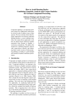 How to Avoid Burning Ducks: Combining Linguistic Analysis and