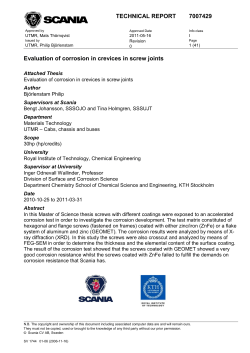 Evaluation of corrosion in crevices in screw joints