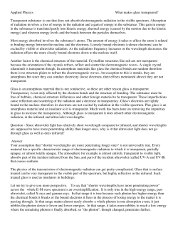 Applied Physics What makes glass transparent?