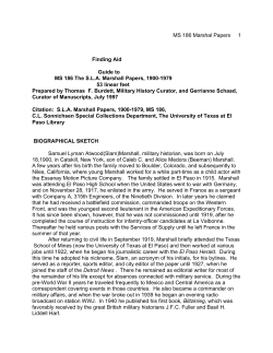 MS 186 Marshal Papers 1 Finding Aid Guide to MS 186 The S.L.A.