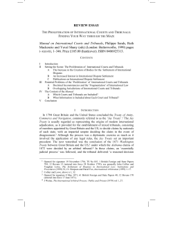 The Proliferation of International Courts and Tribunals