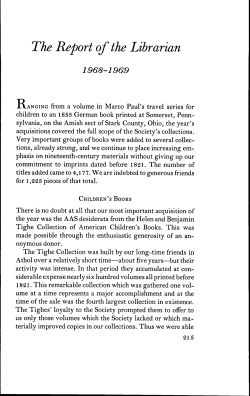 The Report of the Librarian - American Antiquarian Society