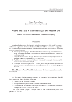 Vlachs and Slavs in the Middle Ages and Modern Era