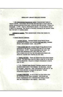 GENEALOGY LIBRARY RESEARCH SOURCES 1. IGI (International