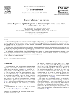 Energy efficiency in pumps - Kocaeli Üniversitesi Ar