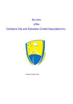 By-Laws - Canberra City and Suburban Cricket Association