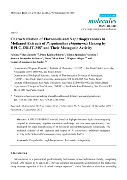 Characterization of Flavonoids and Naphthopyranones in Methanol