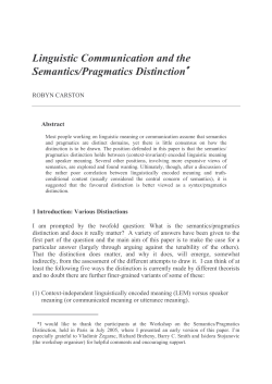 Linguistic Communication and the Semantics/Pragmatics Distinction