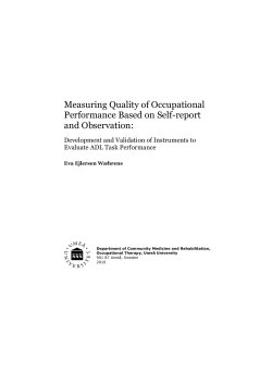 Measuring Quality of Occupational Performance Based on Self
