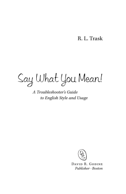 Say What You Mean! - David R. Godine, Publisher