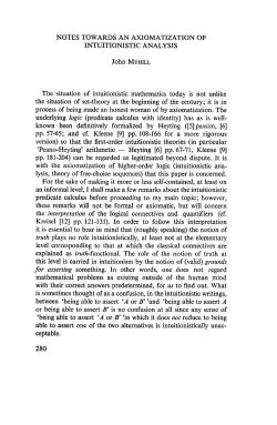 NOTES TOWARDS AN AXIOMATIZATION OF