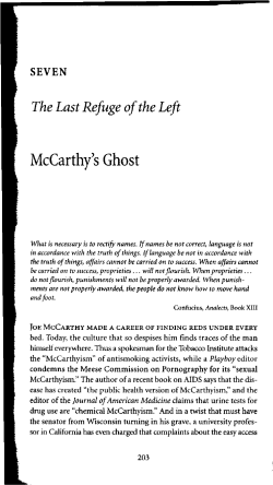 The Last Refuge of the Left: McCarthy`s Ghost