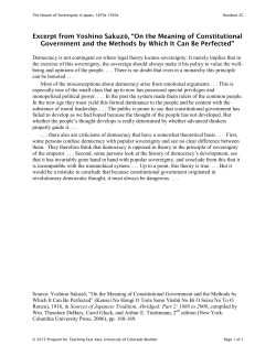 Excerpt from Yoshino Sakuzō, &ldquo;On the Meaning of Constitutional