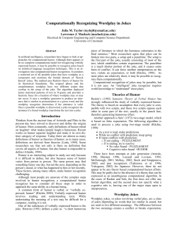 Computationally Recognizing Wordplay in Jokes