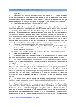Consultation Strategy for the PAR Evaluation
