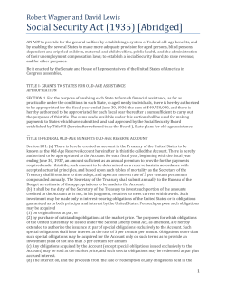 Social Security Act (1935) [Abridged]