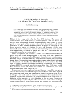 Political Conflicts in Ethiopia &ndash; in View of the Two