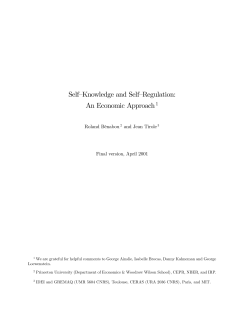 Self&mdash;Knowledge and Self&mdash;Regulation: An Economic Approach1