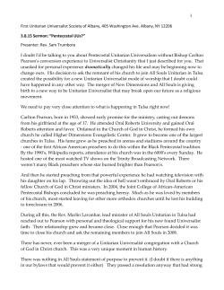 Pentecostal UUs? - First Unitarian Universalist Society of Albany