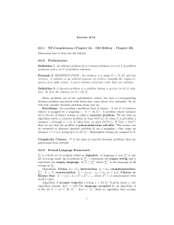 Lecture #14: 0.0.1 NP-Completeness (Chapter 34 &mdash; Old Edition