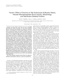 Favism: Effect of Divicine on Rat Erythrocyte Sulfhydryl Status