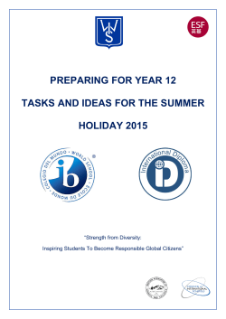 preparing for year 12 tasks and ideas for the summer holiday 2015