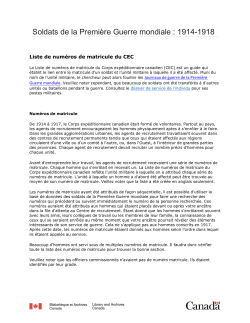 Guide - Liste de numéros de matricule du CEC